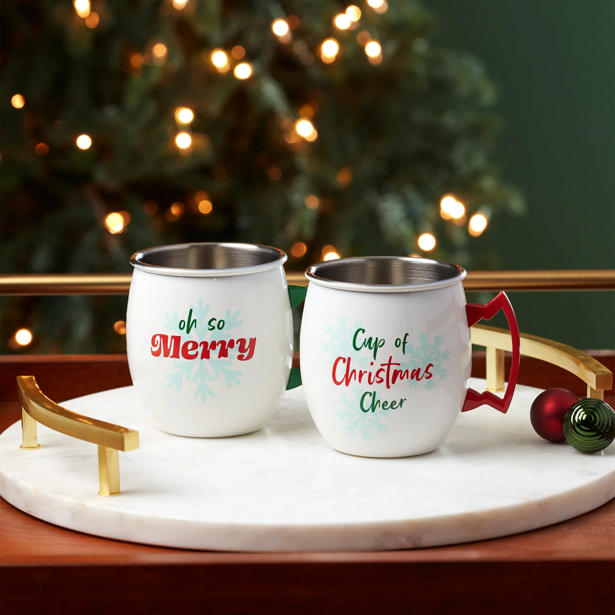 20 Oz Christmas Cheer Moscow Mule Mugs, Set Of 2