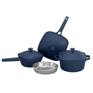 7pc Nonstick Ceramic Cast Aluminum Cookware Set, Blue