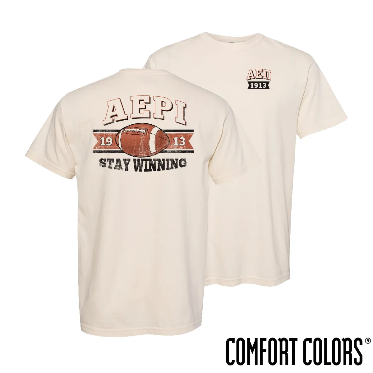 AEPi Comfort Colors Stay Winning Football Short Sleeve Tee