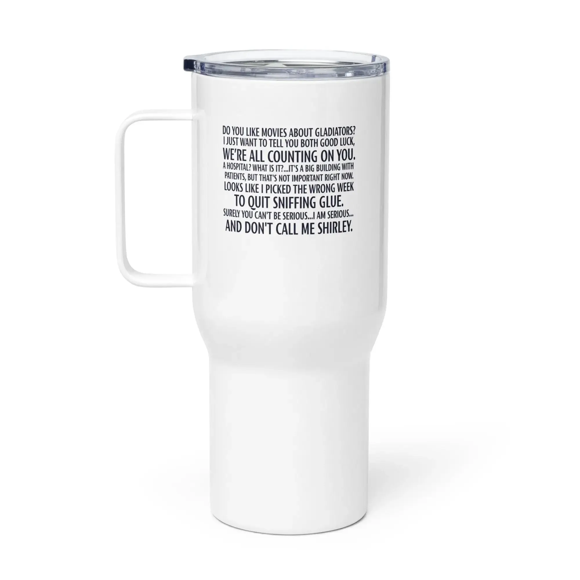 Airplane! Travel mug with a handle