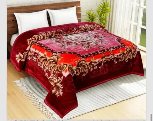 ALCITIC HOME Soft & Warm Floral Printed Mink Heavy Duty Luxury Ultra 2 Ply Blanket for doublebed