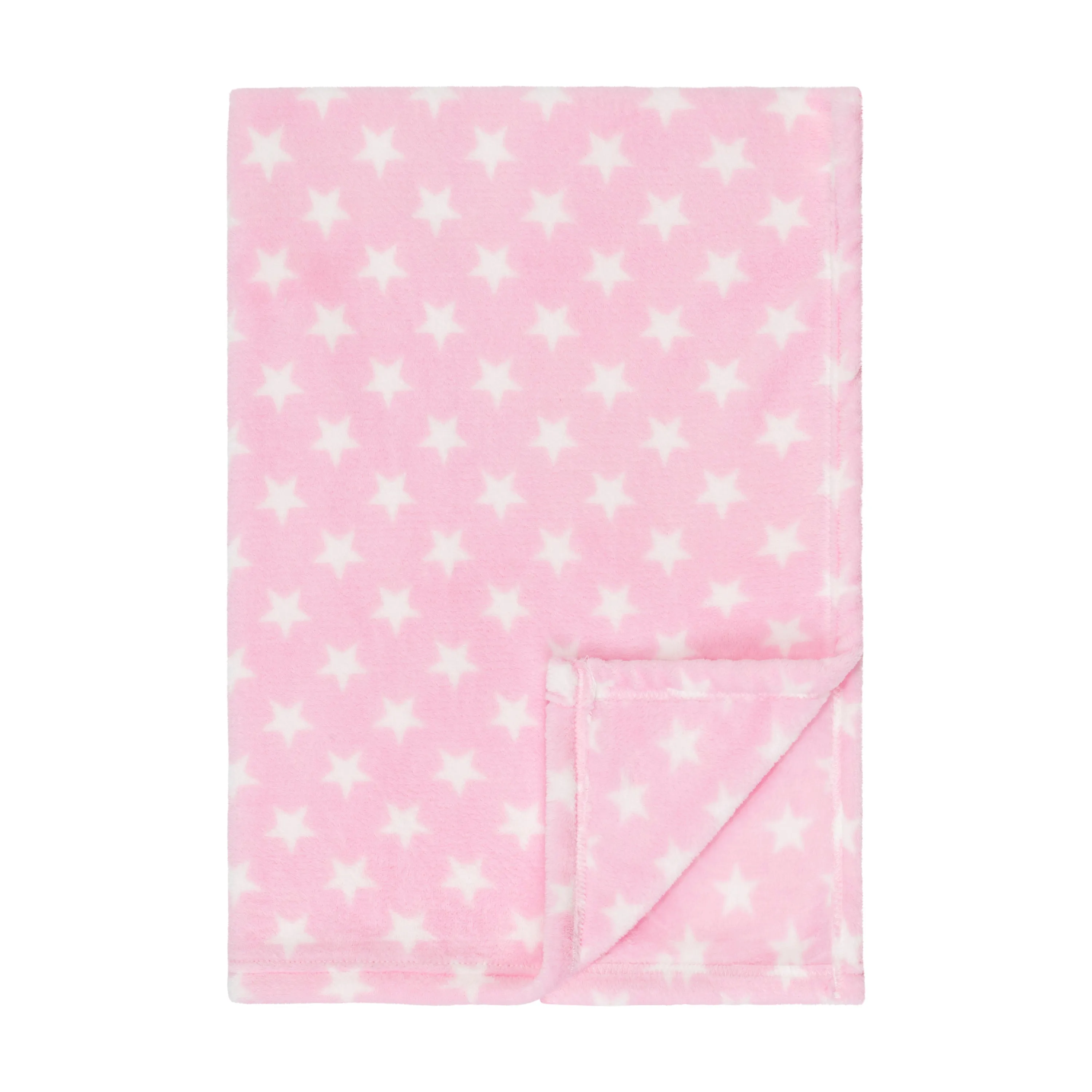 Baby Fleece Blanket - 30" by 40" - Pink/Stars