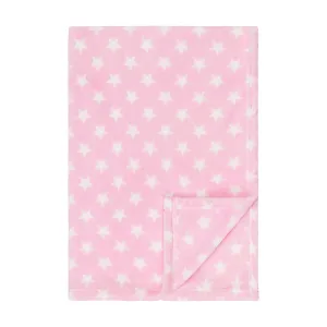 Baby Fleece Blanket - 30" by 40" - Pink/Stars