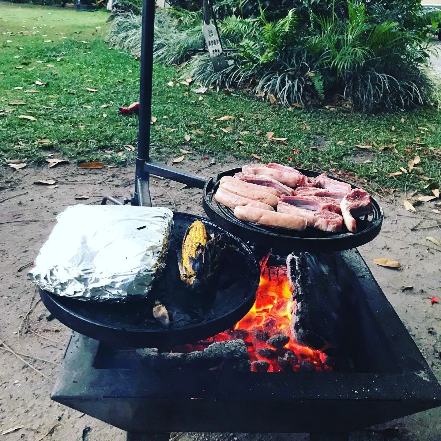 Backyard Fire Pit with Hot Plate & Grill