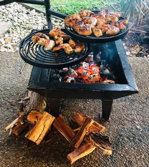 Backyard Fire Pit with Hot Plate & Grill