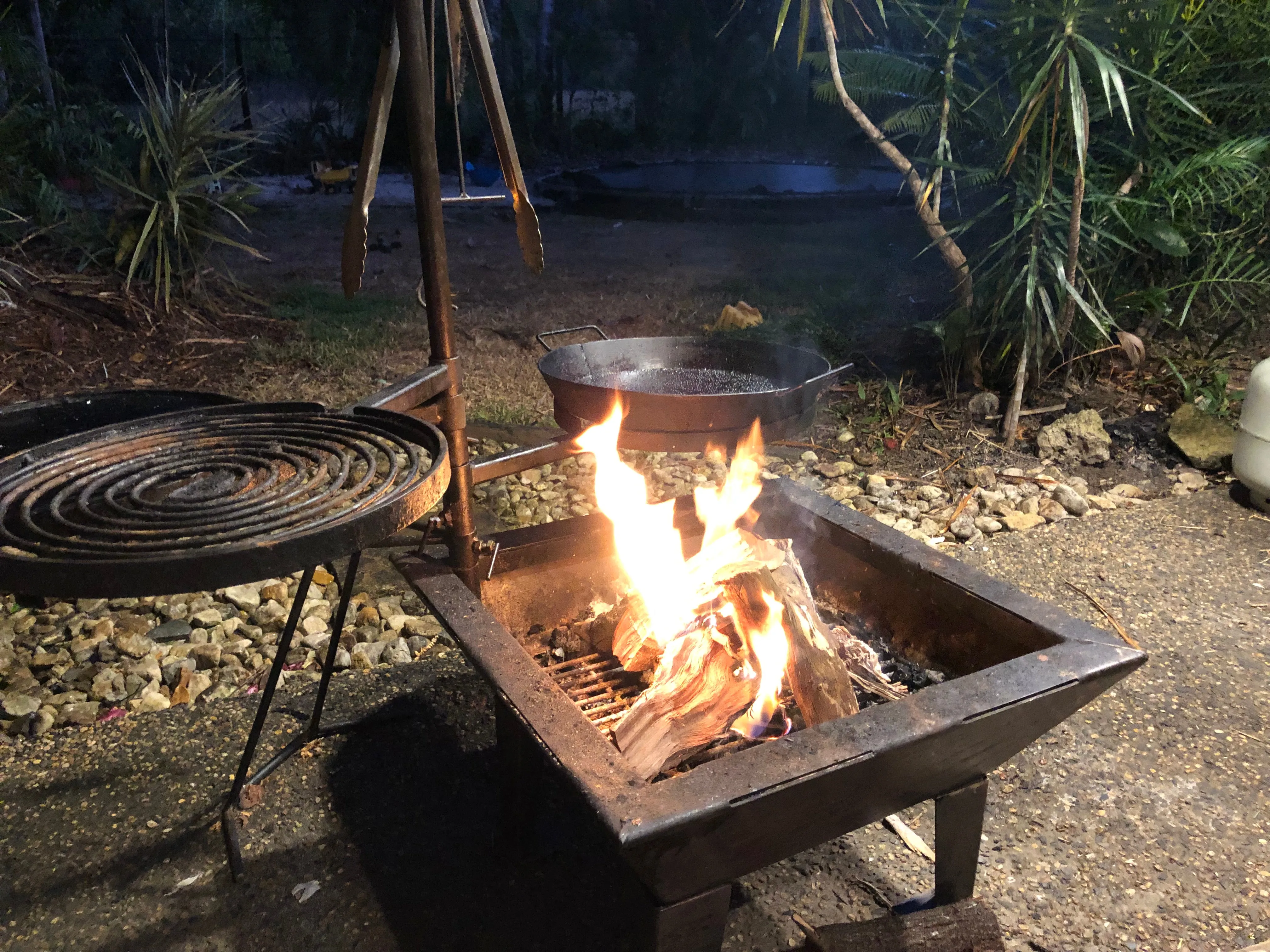 Backyard Fire Pit with Hot Plate & Grill