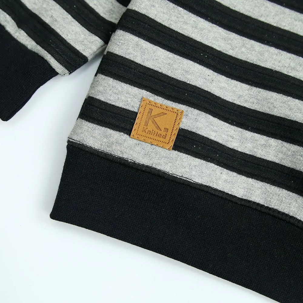 Black and Grey strip Sweatshirt in fleece for Kids