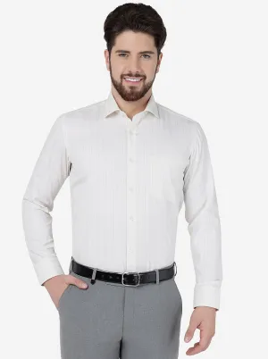 Cream Striped Slim Fit Formal Shirt | Greenfibre