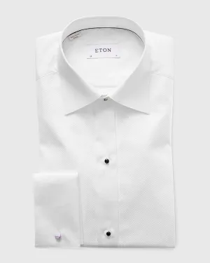 ETON 6363701000 WHITE FRENCH CUFF PIQUE TUXEDO EVENING SHIRT