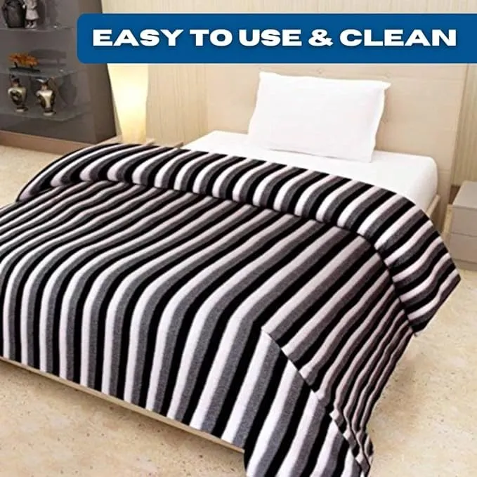 Fleece Single Blanket, Black and White, Pack of 1, Skin_Friendly