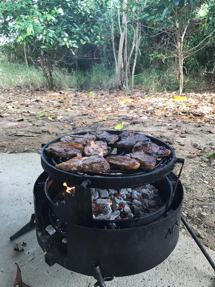 Folding Fire Pit with Hot Plate, Grill, Riser, Trivet & Hook