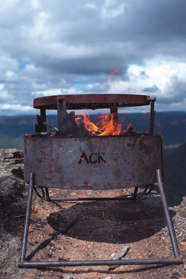 Folding Fire Pit with Hot Plate, Grill, Riser, Trivet & Hook