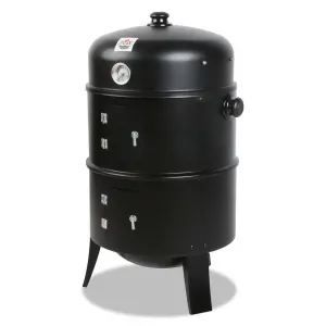 Grillz 3-in-1 Charcoal BBQ Smoker - Black