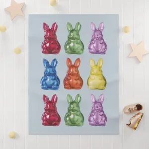 Gummy Rabbits Gray Soft Fleece Baby Blanket