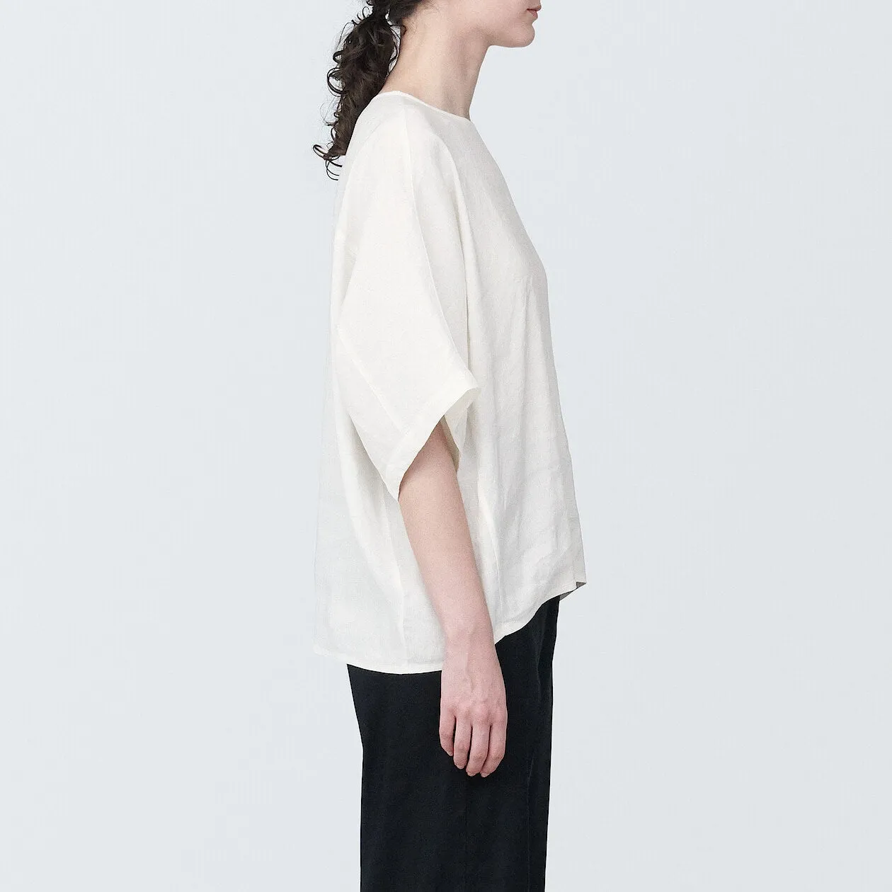 Hemp Rayon Short Sleeve Blouse