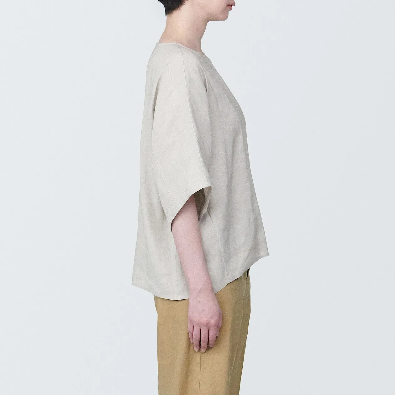 Hemp Rayon Short Sleeve Blouse