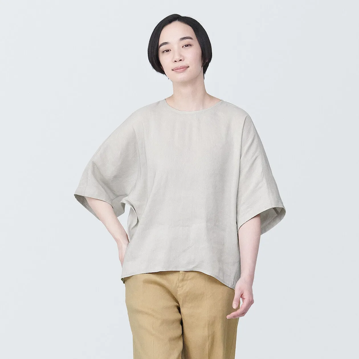 Hemp Rayon Short Sleeve Blouse