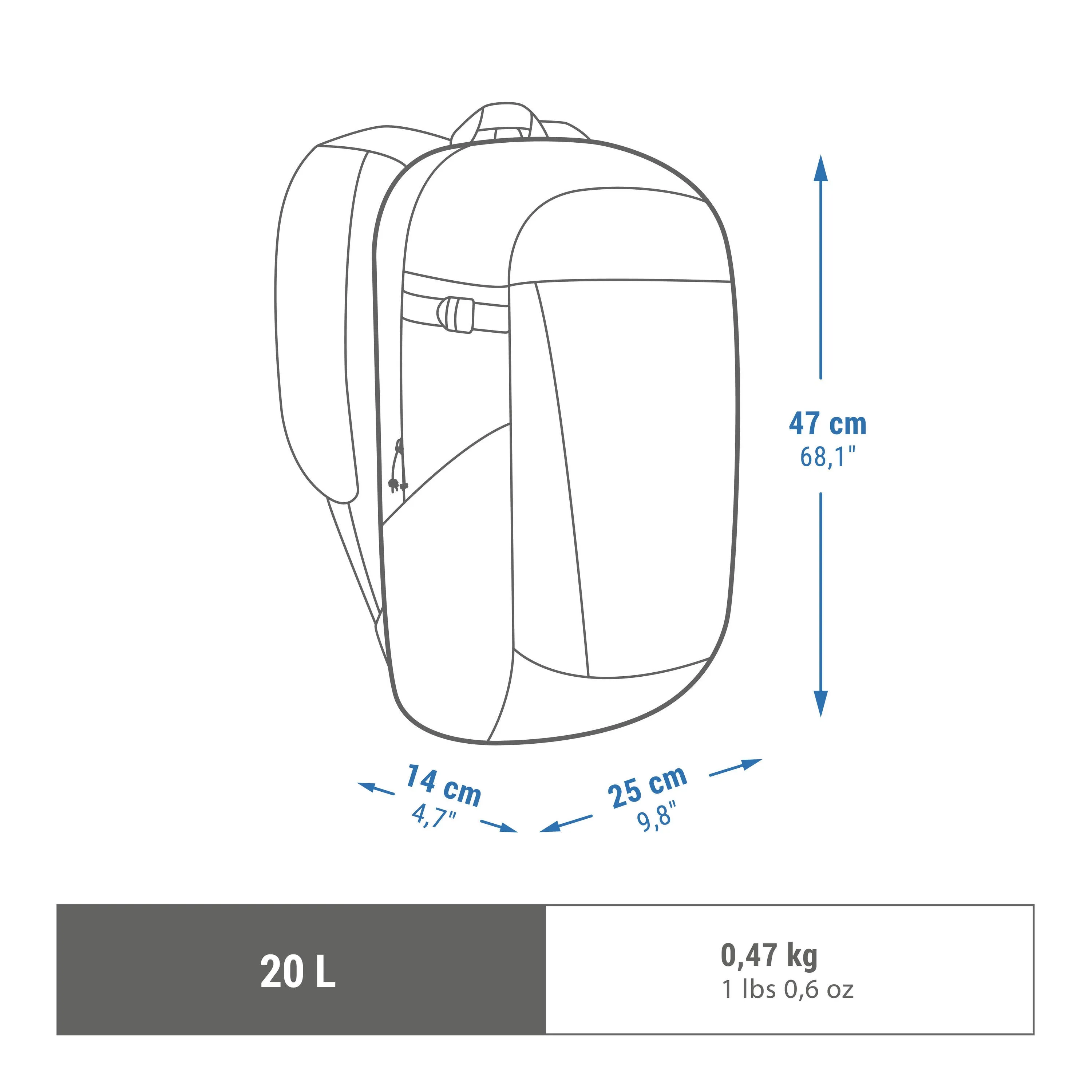 Hiking backpack 20 l Quechua Arpenaz NH100, black