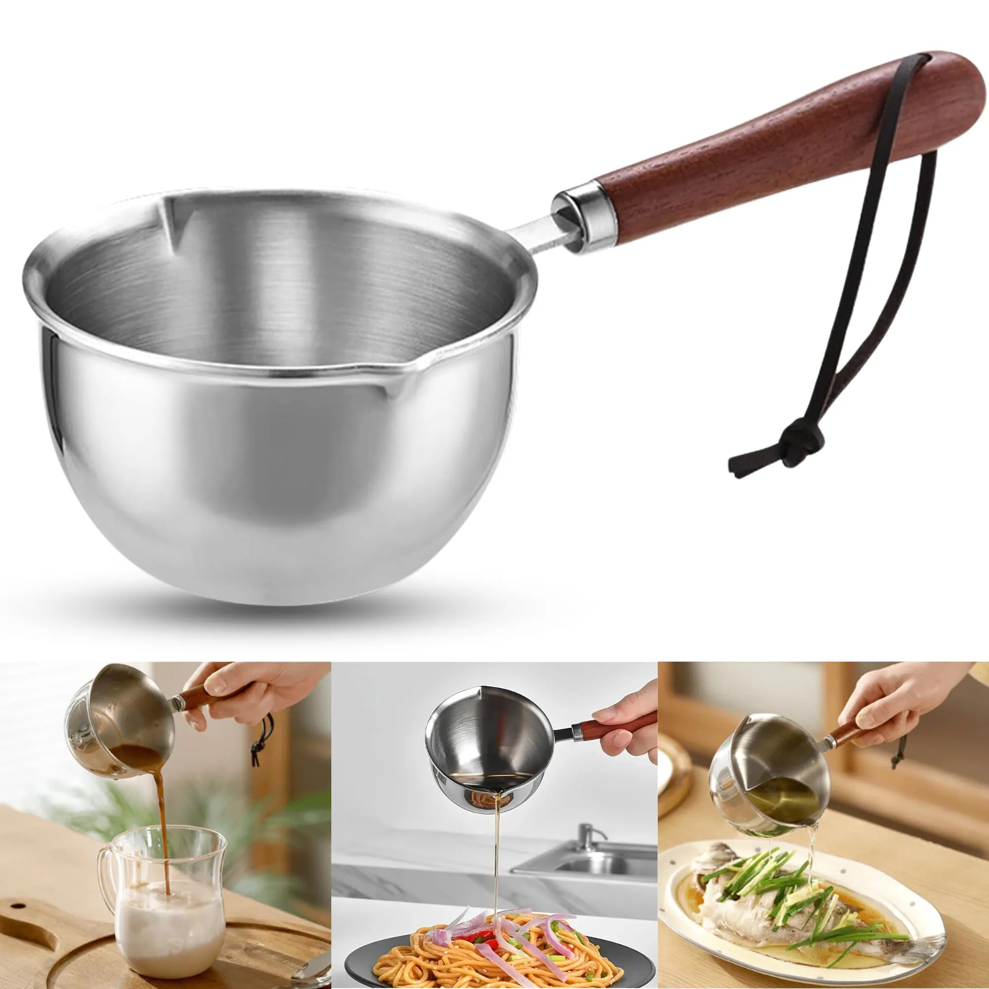 HomeEssentials Tadka Pan - 6cm, 150ml, 0.27kg | Induction Friendly | Milk Pan | Nonstick 3-Layer Body, 100% Pure & Toxin-Free, No Chemical Coating (Stainless Steel)