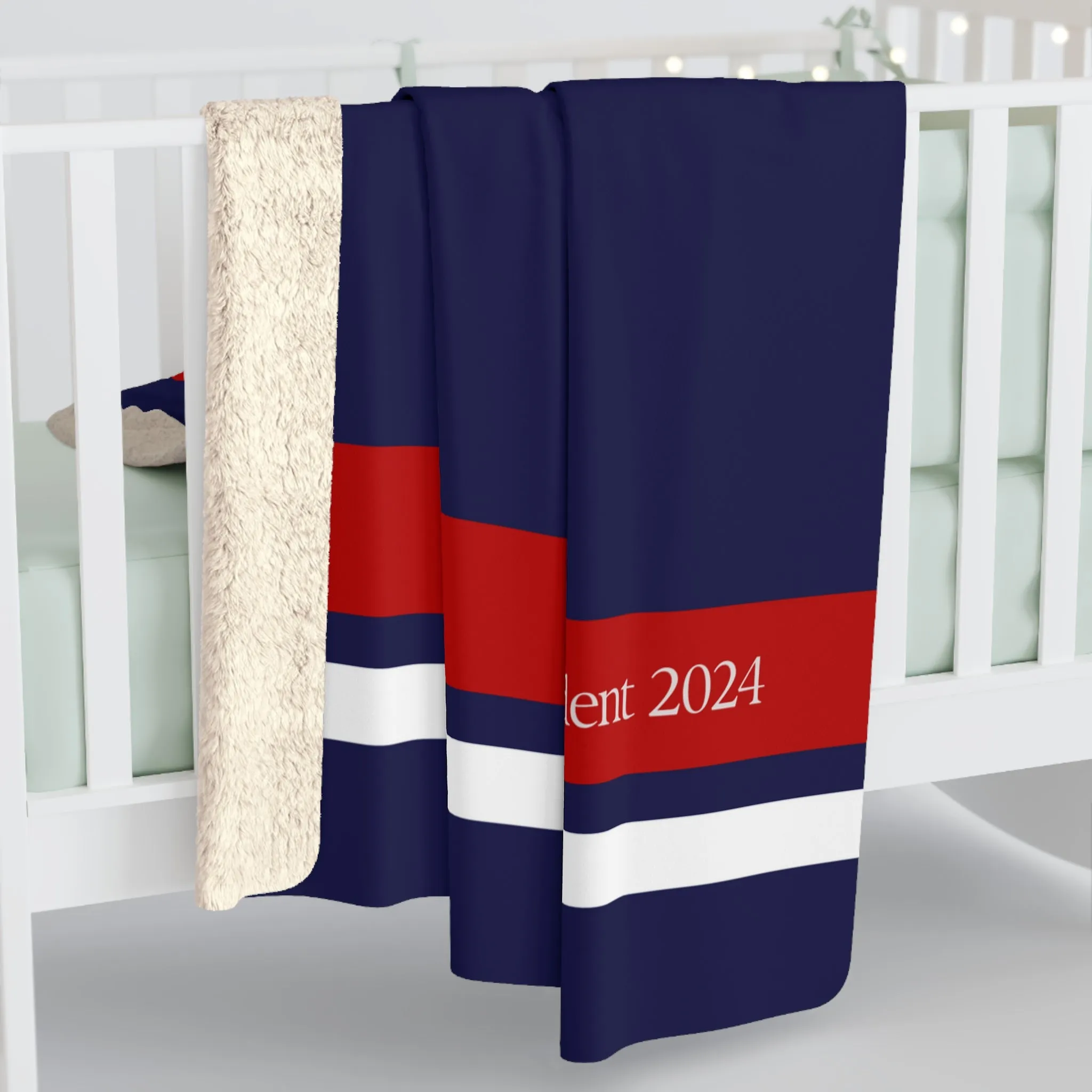 Kennedy for President Navy Sherpa Fleece Blanket