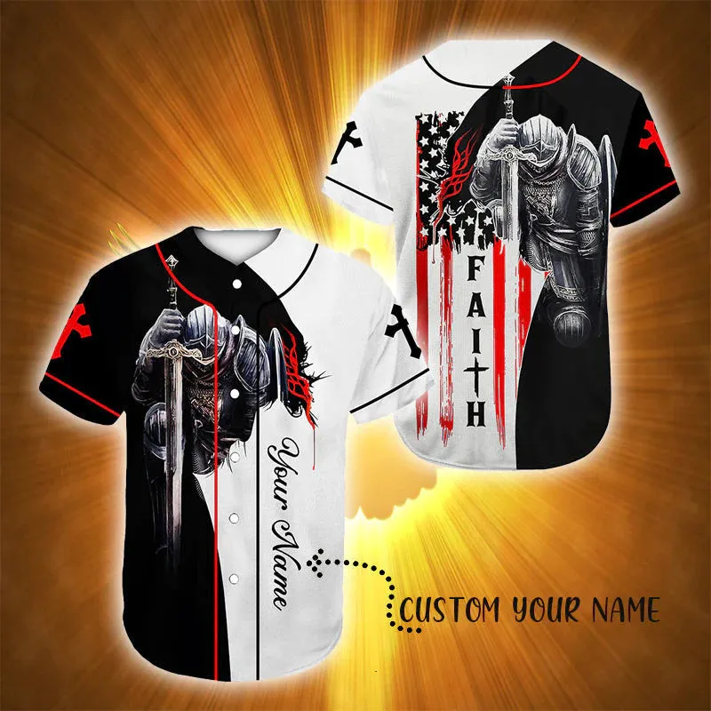 Knight Templar Believe And Have Faith Cross Custom Baseball Jersey - Personalized Jesus Baseball Jersey For Men and Women