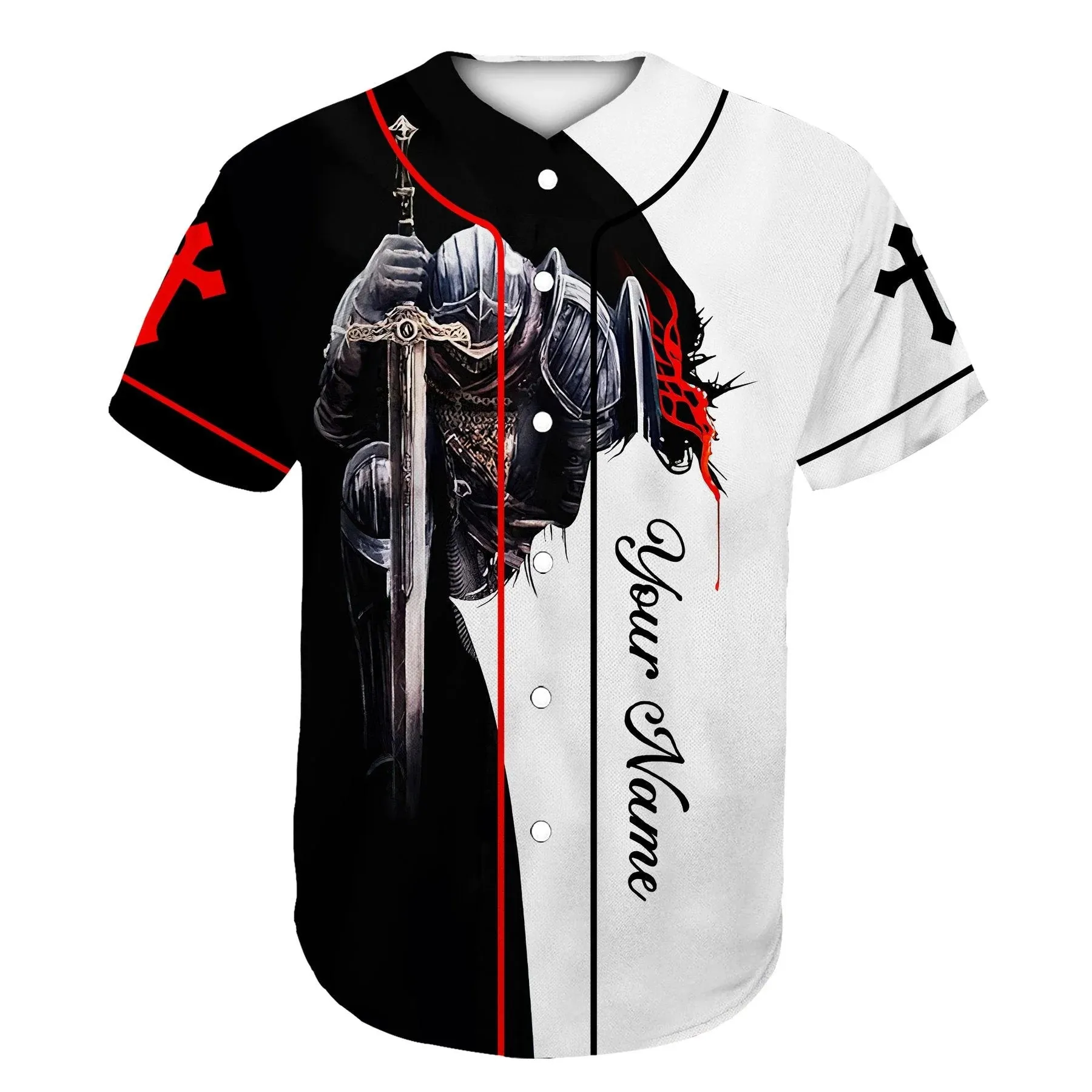 Knight Templar Believe And Have Faith Cross Custom Baseball Jersey - Personalized Jesus Baseball Jersey For Men and Women