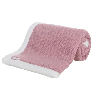 Knitted Baby Blanket - Dusky Pink with Sherpa Back