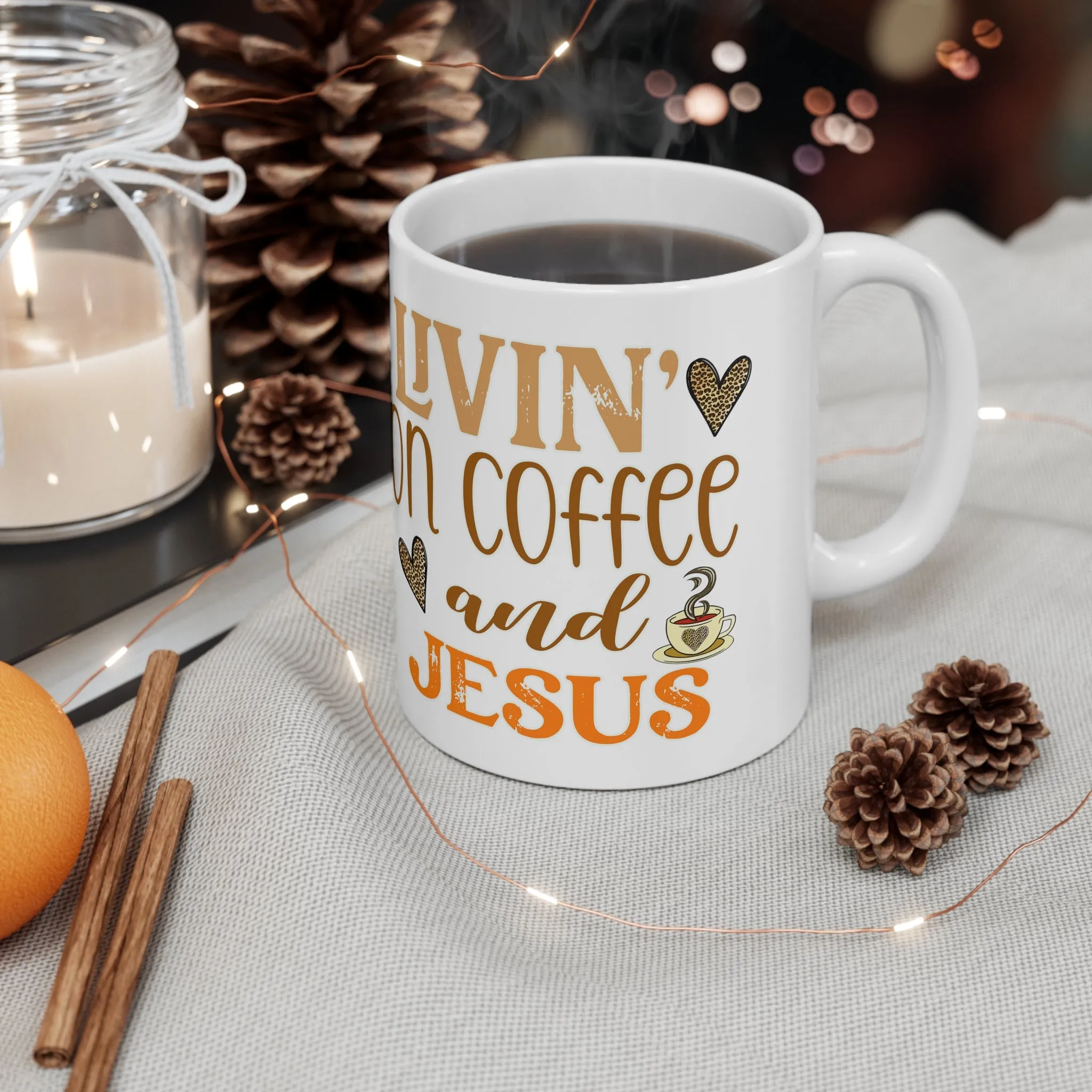 LIVIN' ON COFFEE AND JESUS MUG - Coffee Lovers Mug - MUGSCITY - Free Shipping