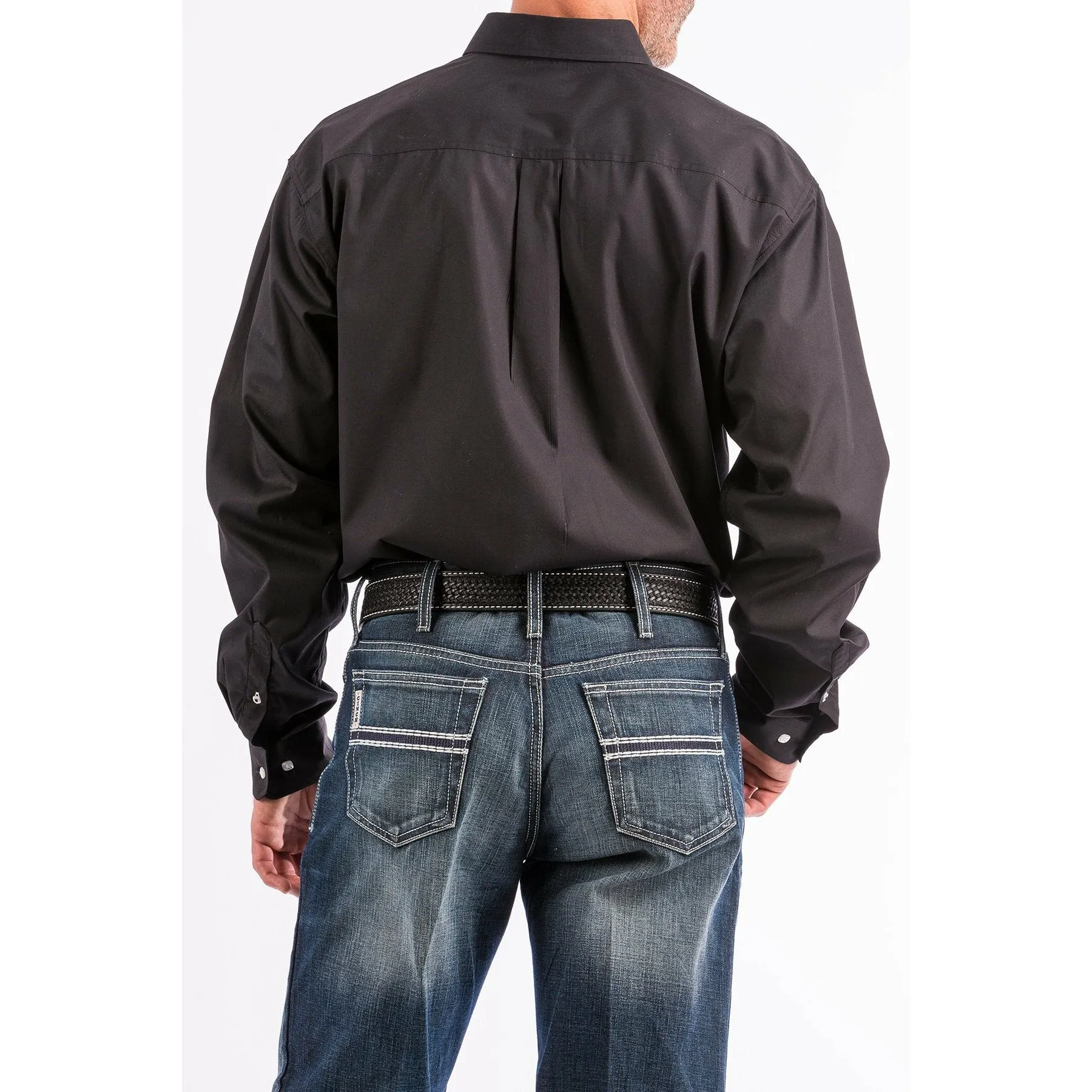 MEN'S SOLID BLACK BUTTON-DOWN WESTERN SHIRT