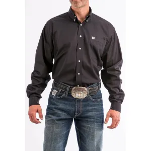 MEN'S SOLID BLACK BUTTON-DOWN WESTERN SHIRT