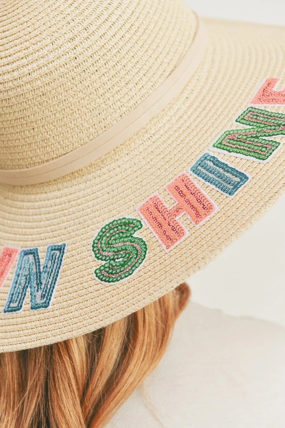 MH0121 Sequin Letter "Let The Sunshine" Floppy Hat