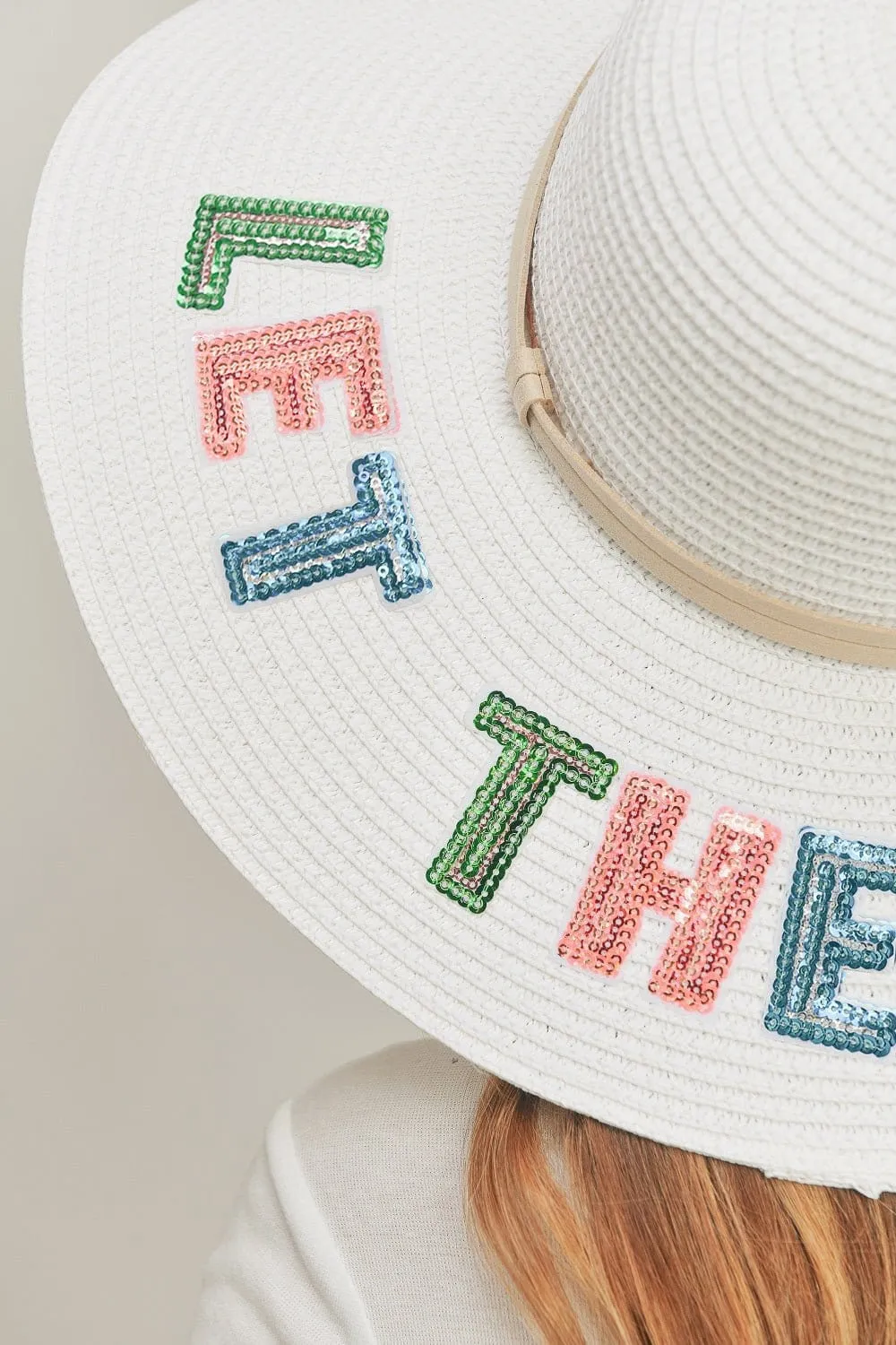 MH0121 Sequin Letter "Let The Sunshine" Floppy Hat