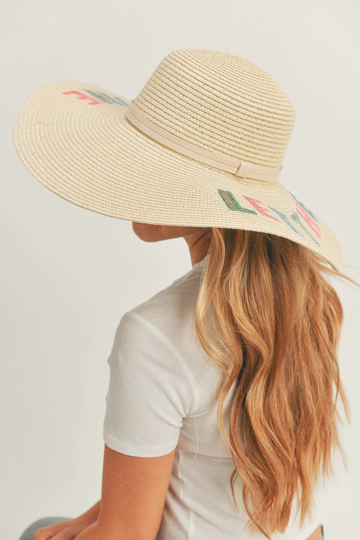 MH0121 Sequin Letter "Let The Sunshine" Floppy Hat