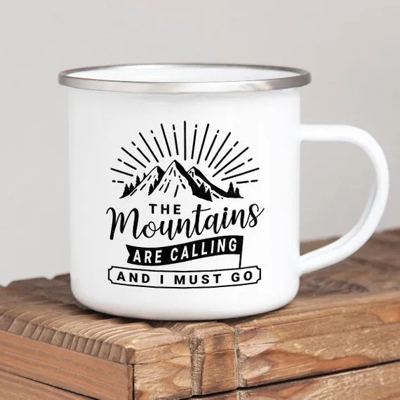 Mountain Mug Enamel Mug Wanderlust Camping Mug The