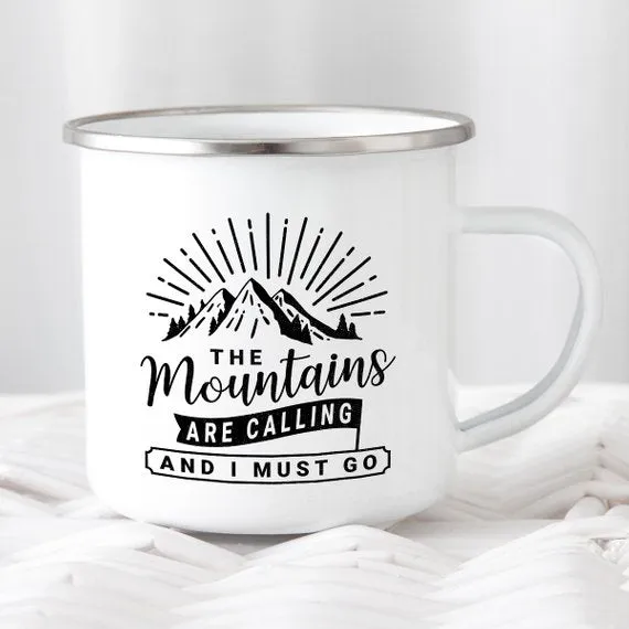 Mountain Mug Enamel Mug Wanderlust Camping Mug The