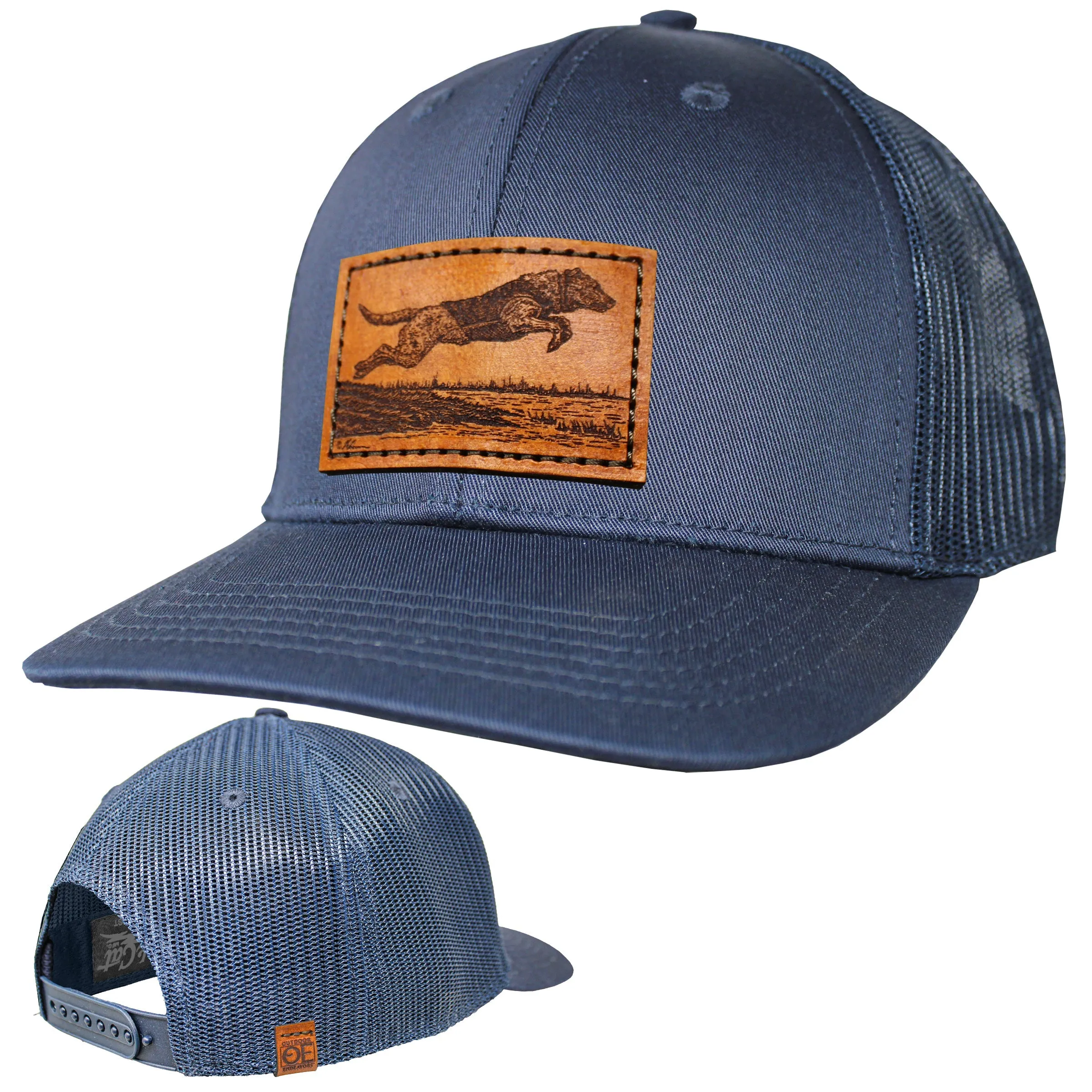 OE - Performance Trucker Hat - Lab Leaping Leather Patch