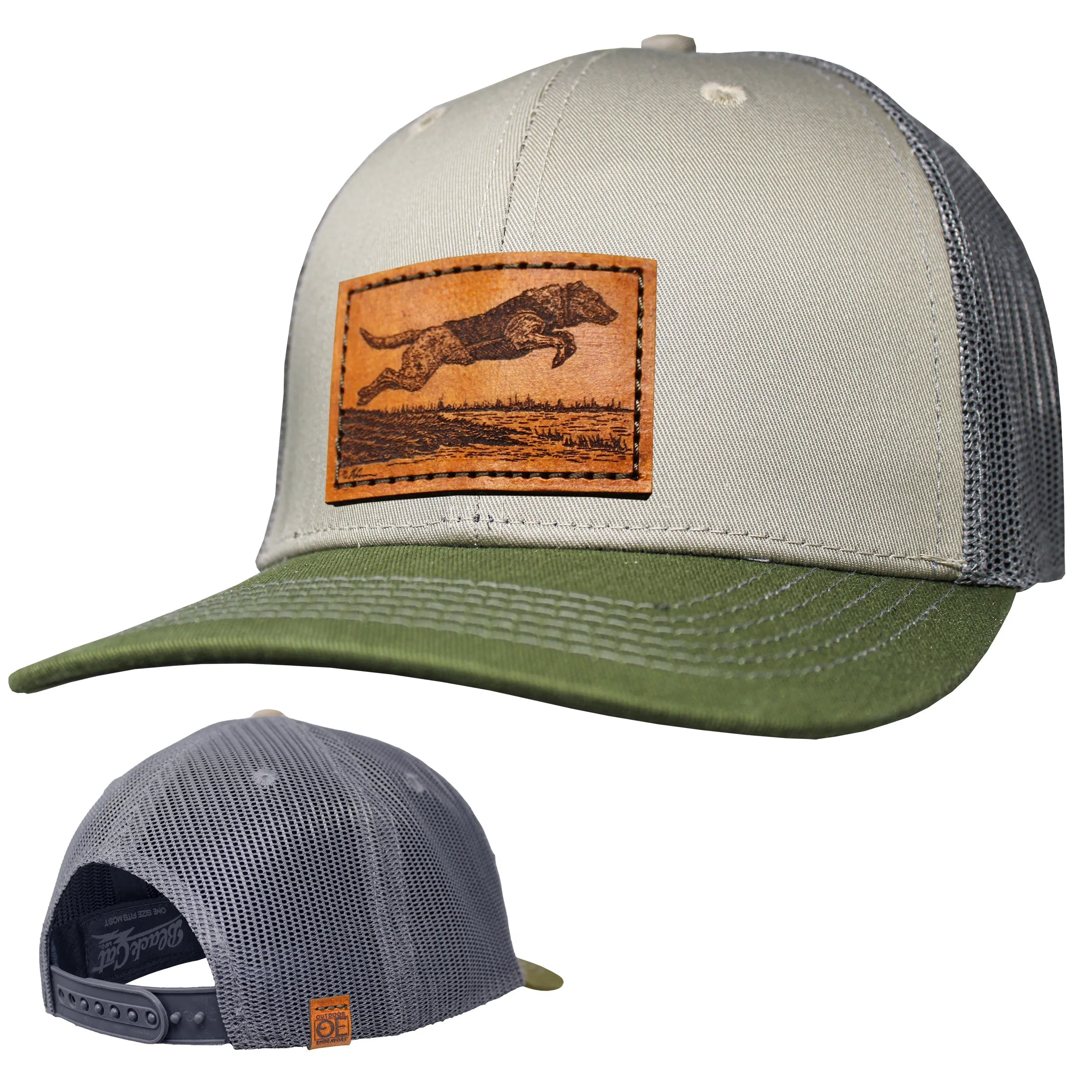 OE - Performance Trucker Hat - Lab Leaping Leather Patch