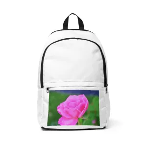 Pink Flower Unisex Fabric Backpack