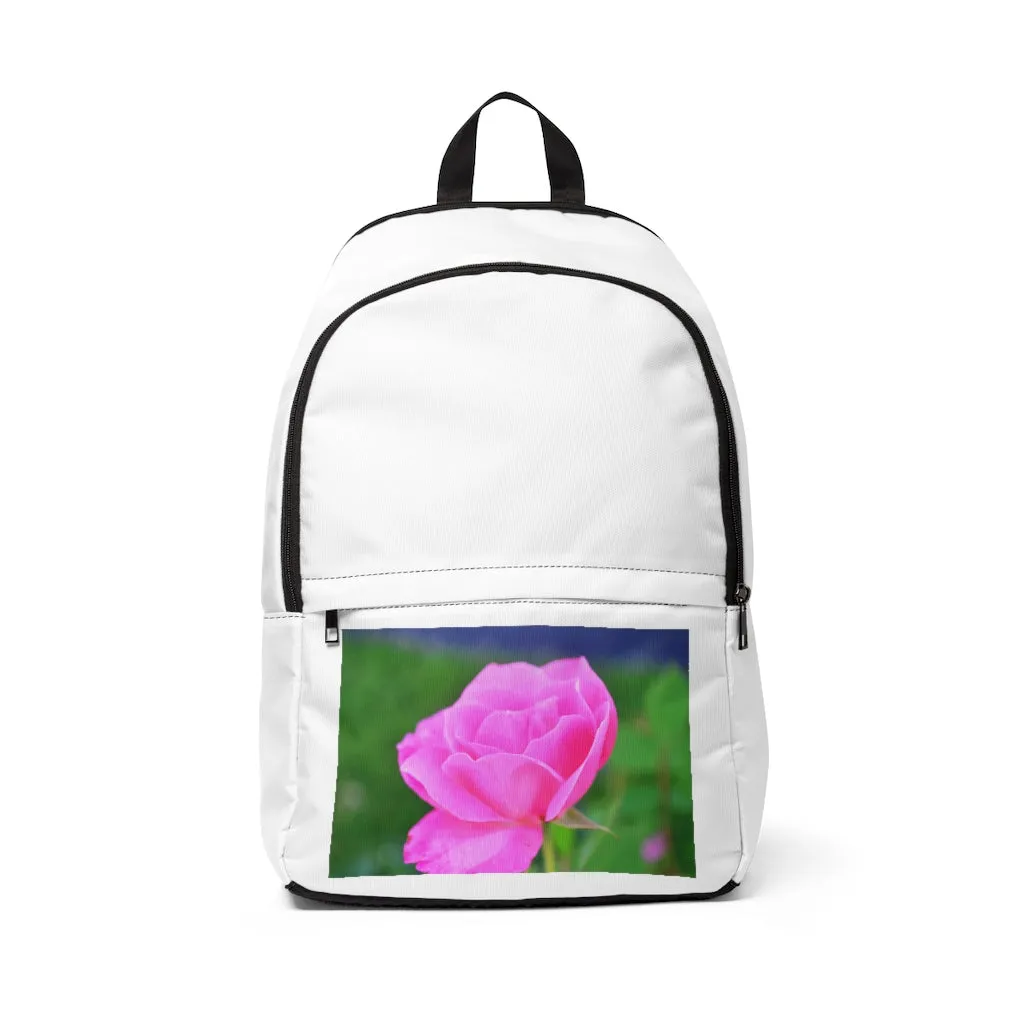 Pink Flower Unisex Fabric Backpack