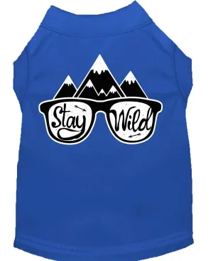 Stay Wild Screen Print Dog Shirt Blue Lg (14)