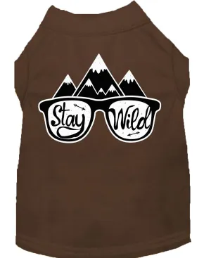 Stay Wild Screen Print Dog Shirt Brown Sm (10)