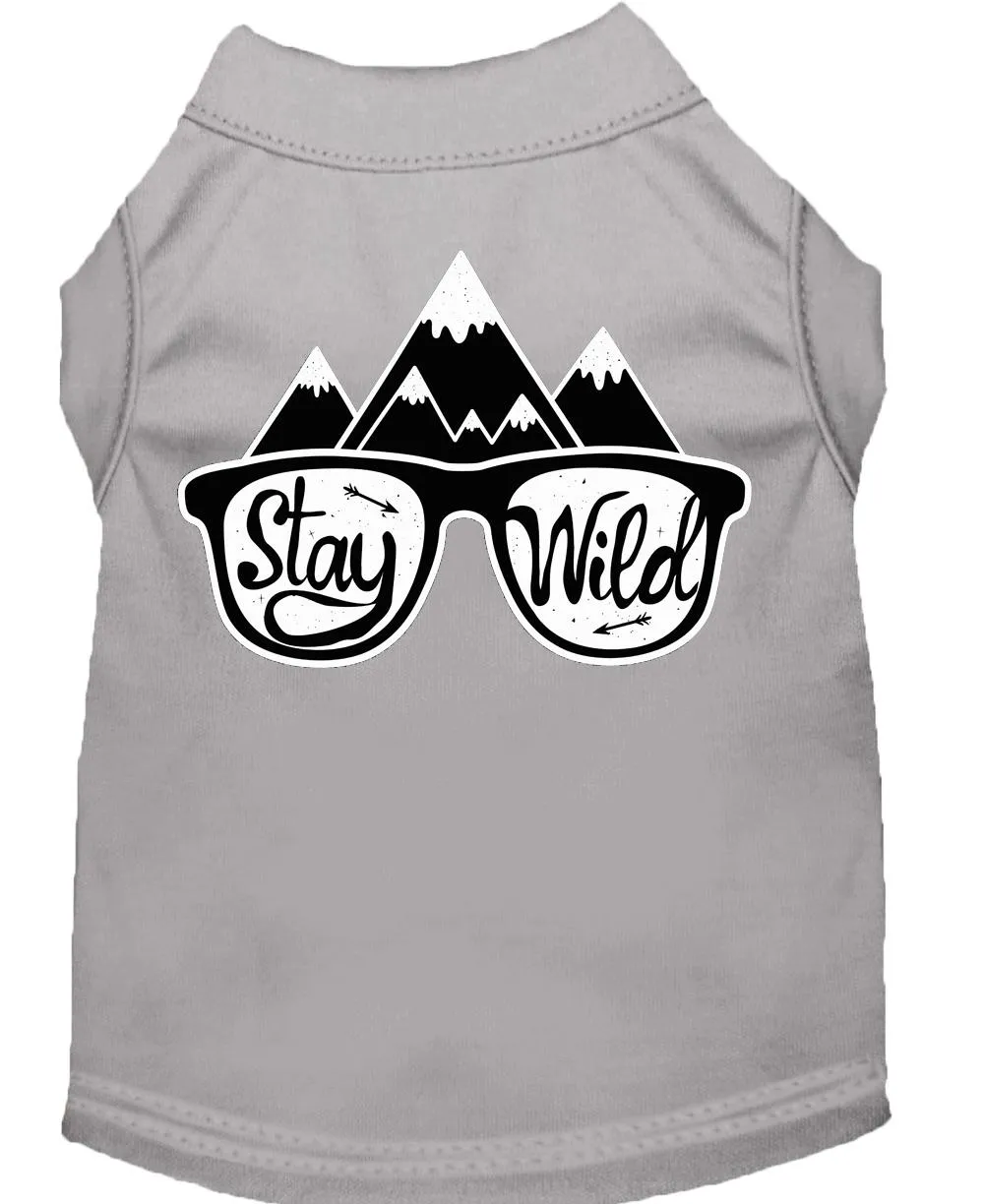 Stay Wild Screen Print Dog Shirt Grey Xl (16)