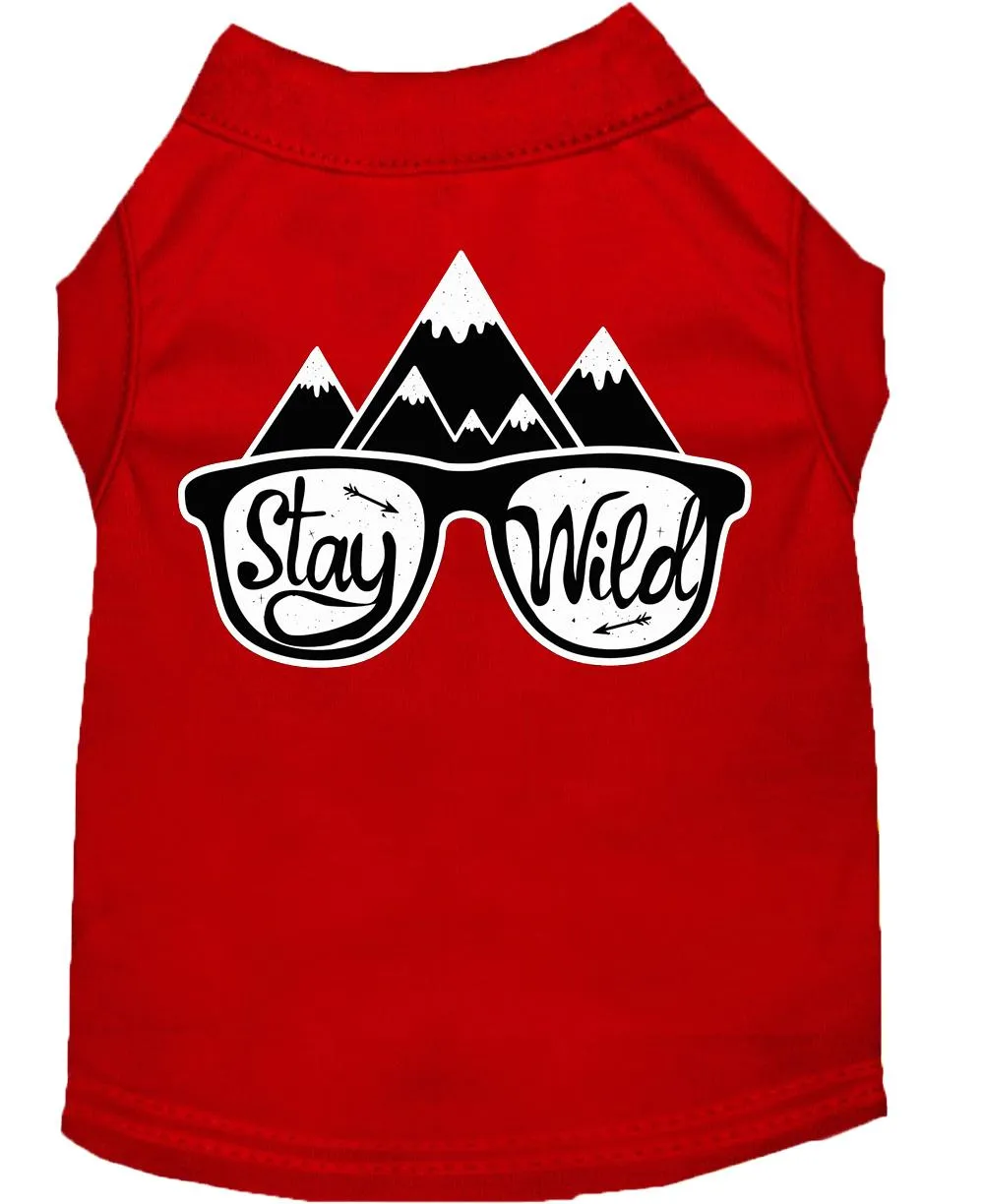 Stay Wild Screen Print Dog Shirt Red Med (12)