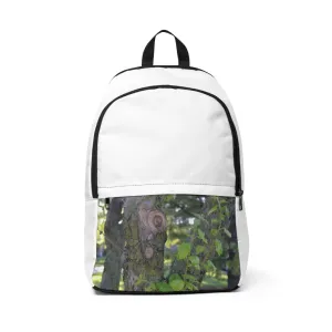 Tree Stump with Green Leaves Unisex Fabric Backpack