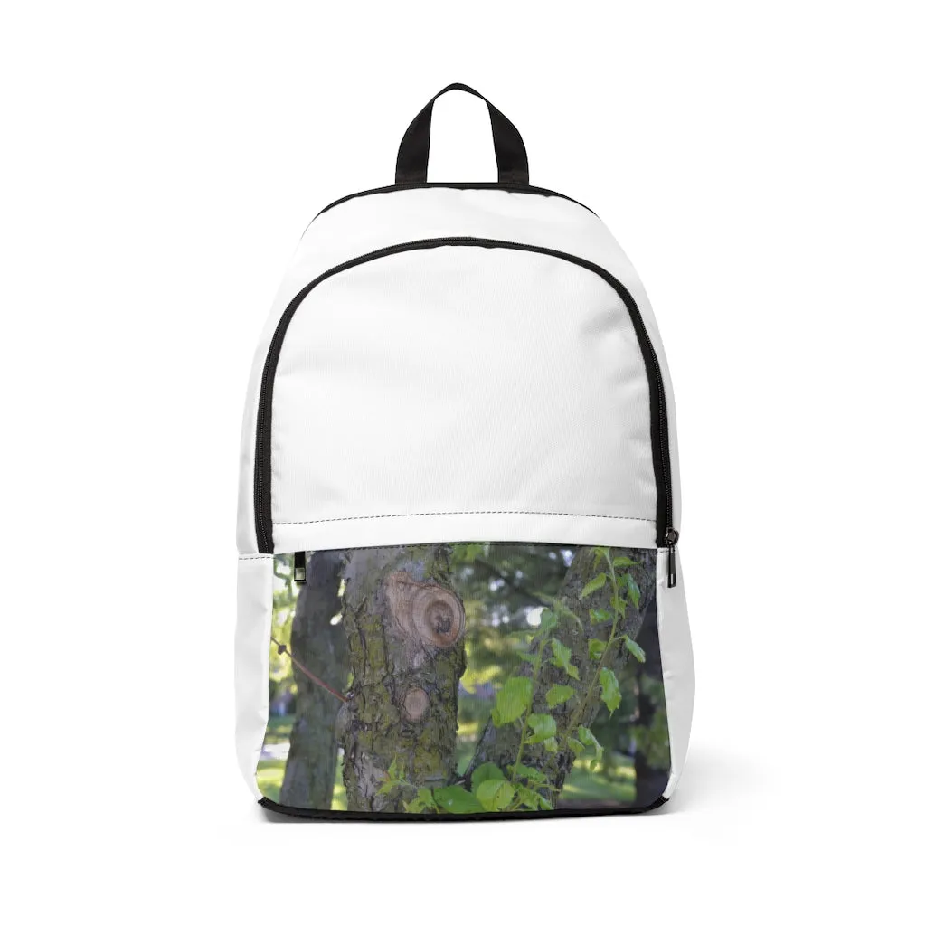 Tree Stump with Green Leaves Unisex Fabric Backpack