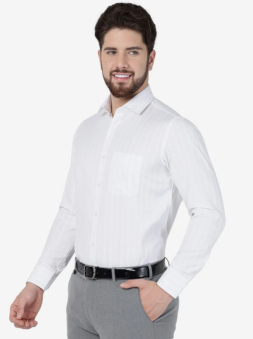 White Striped Slim Fit Formal Shirt | Greenfibre