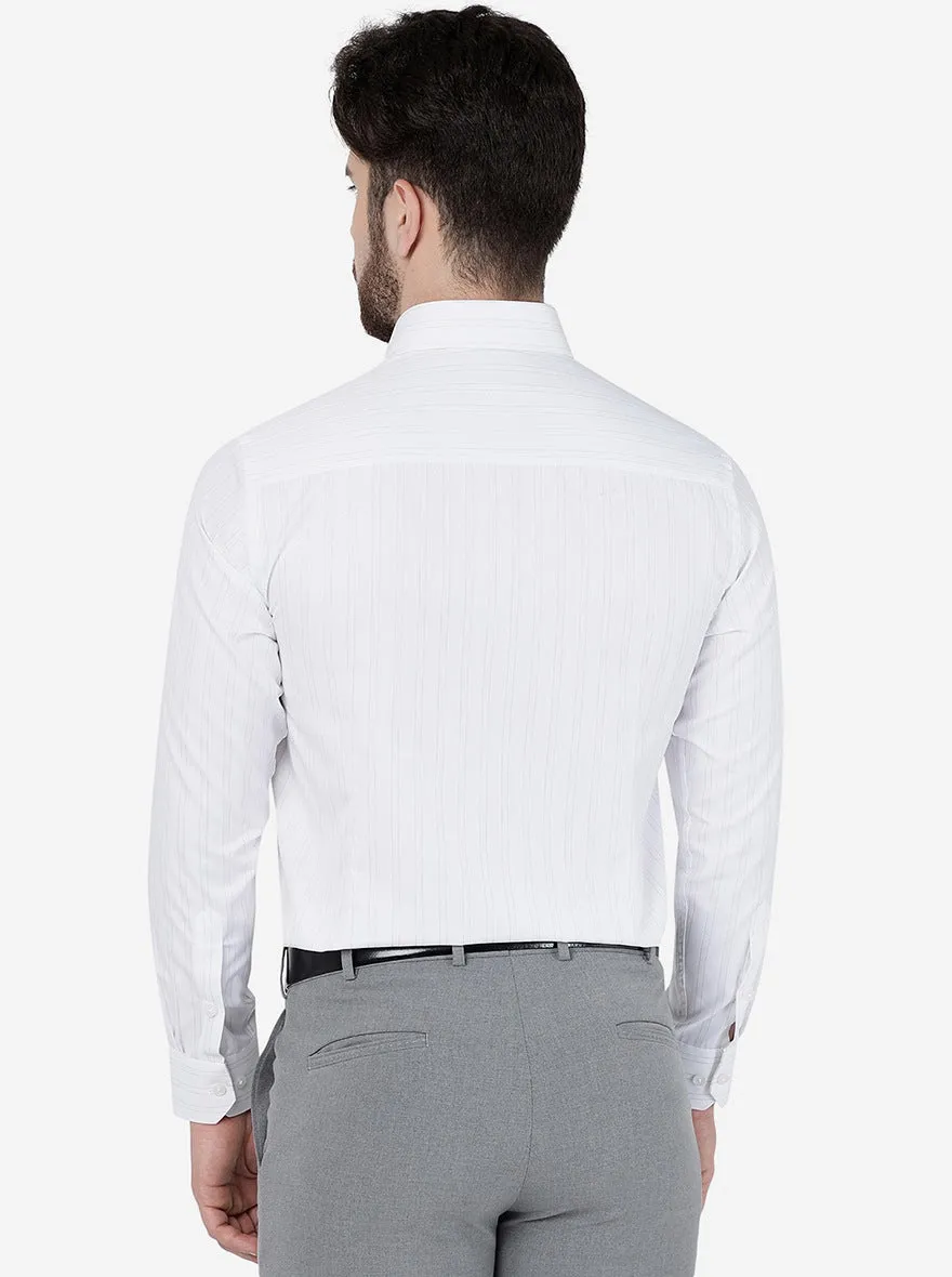 White Striped Slim Fit Formal Shirt | Greenfibre