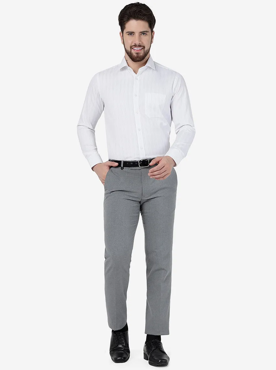 White Striped Slim Fit Formal Shirt | Greenfibre