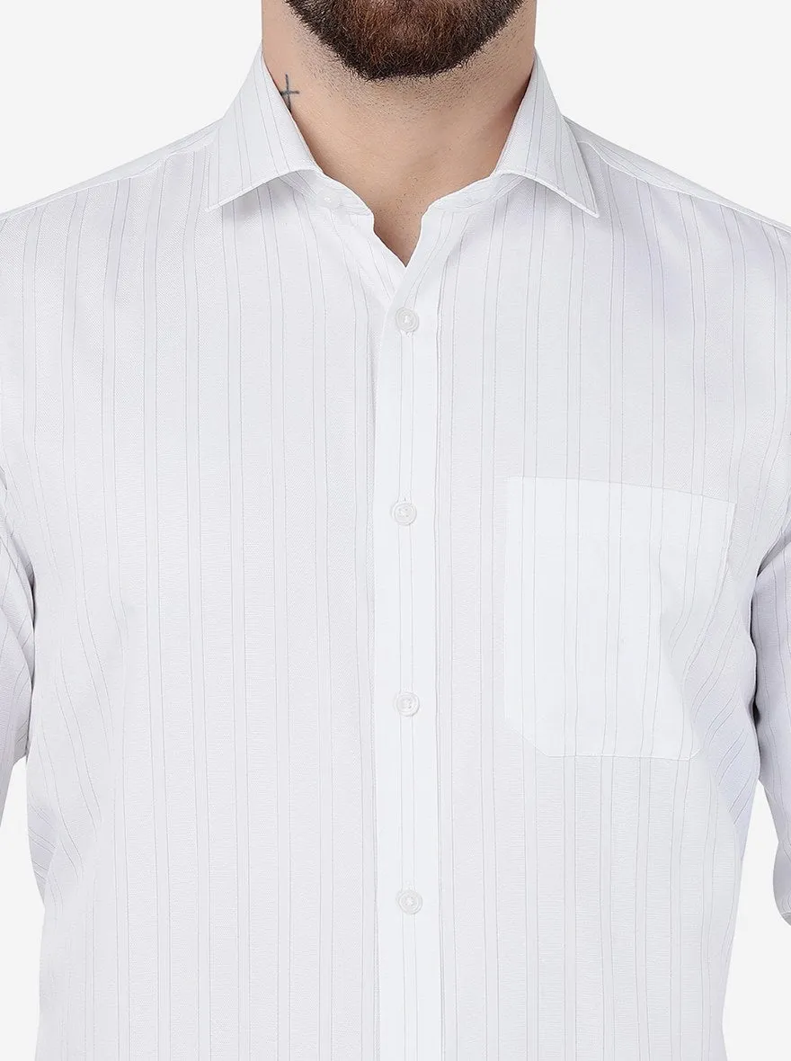 White Striped Slim Fit Formal Shirt | Greenfibre