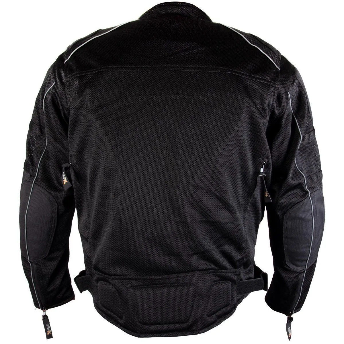 Xelement XS6557 Men's 'Troubled' Black All-Weather Mesh Motorcycle Biker Rider Jacket with X-Armor Protection